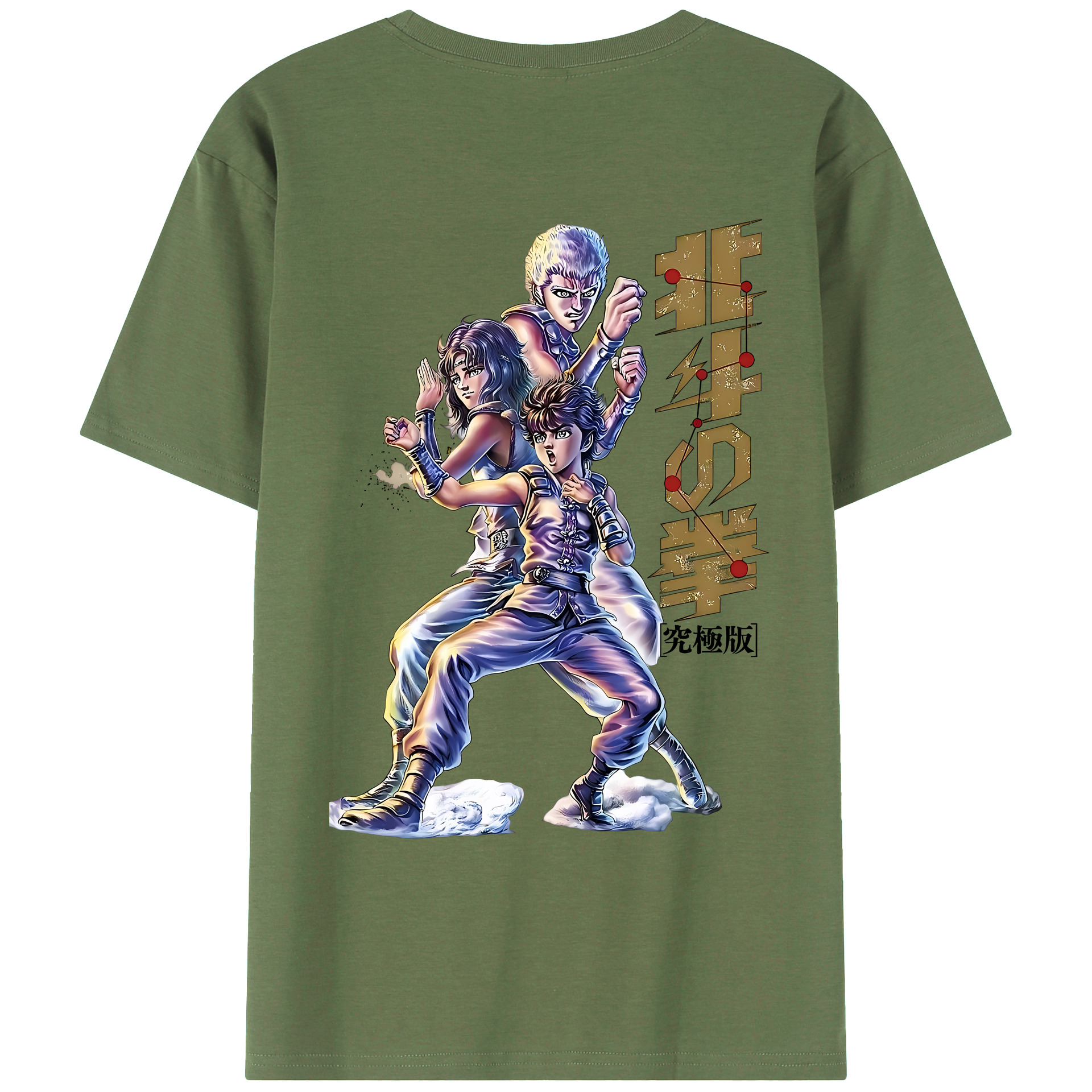 （画像用） 北斗の拳 Fist of the North Star 綿100％ メンズ半袖Tシャツ（バックプリント） 通気性